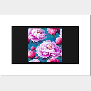 Watercolor peony painting Posters and Art